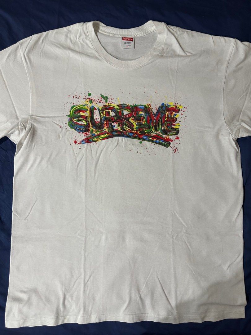 Supreme paint logo tee white sale