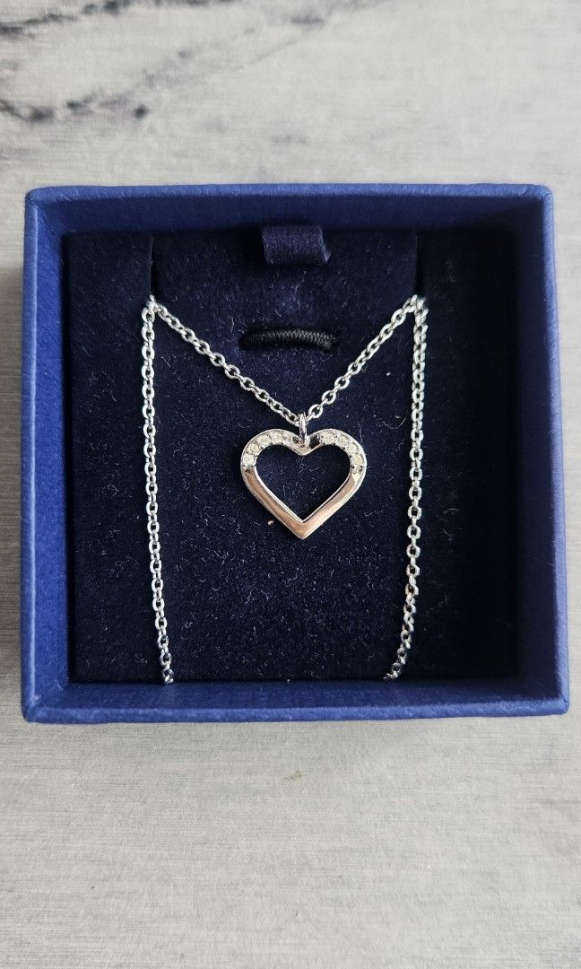 Swarovski Necklace silver heart pendant crystal simple Women s