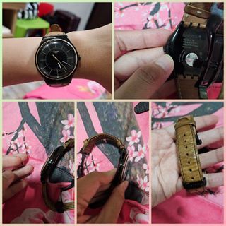 Swatch Authentic - Black with Leather Strap