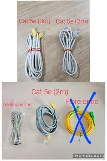 Telephone line, Cat 5e, Fibre Optic