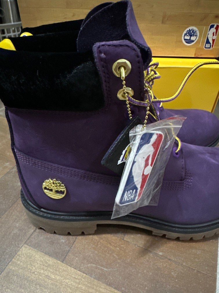 Purple and black timberlands shop
