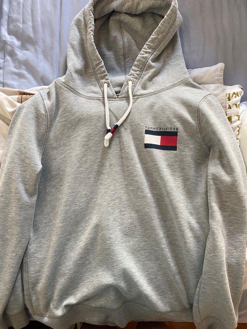 Grey hoodie tommy hilfiger discount