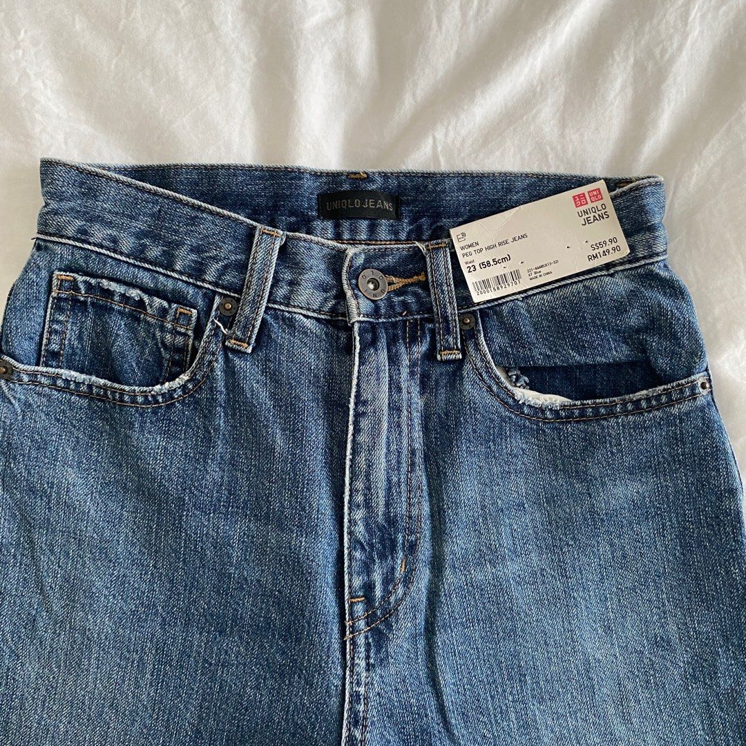 Uniqlo Peg Top High Rise Jeans 23inch (58.5cm), Women's Fashion