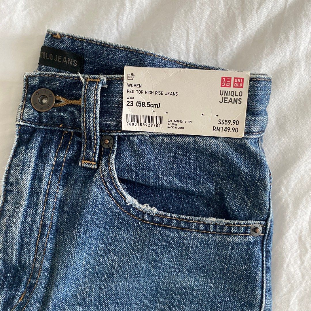 Uniqlo Peg Top High Rise Jeans 23inch (58.5cm), Women's Fashion