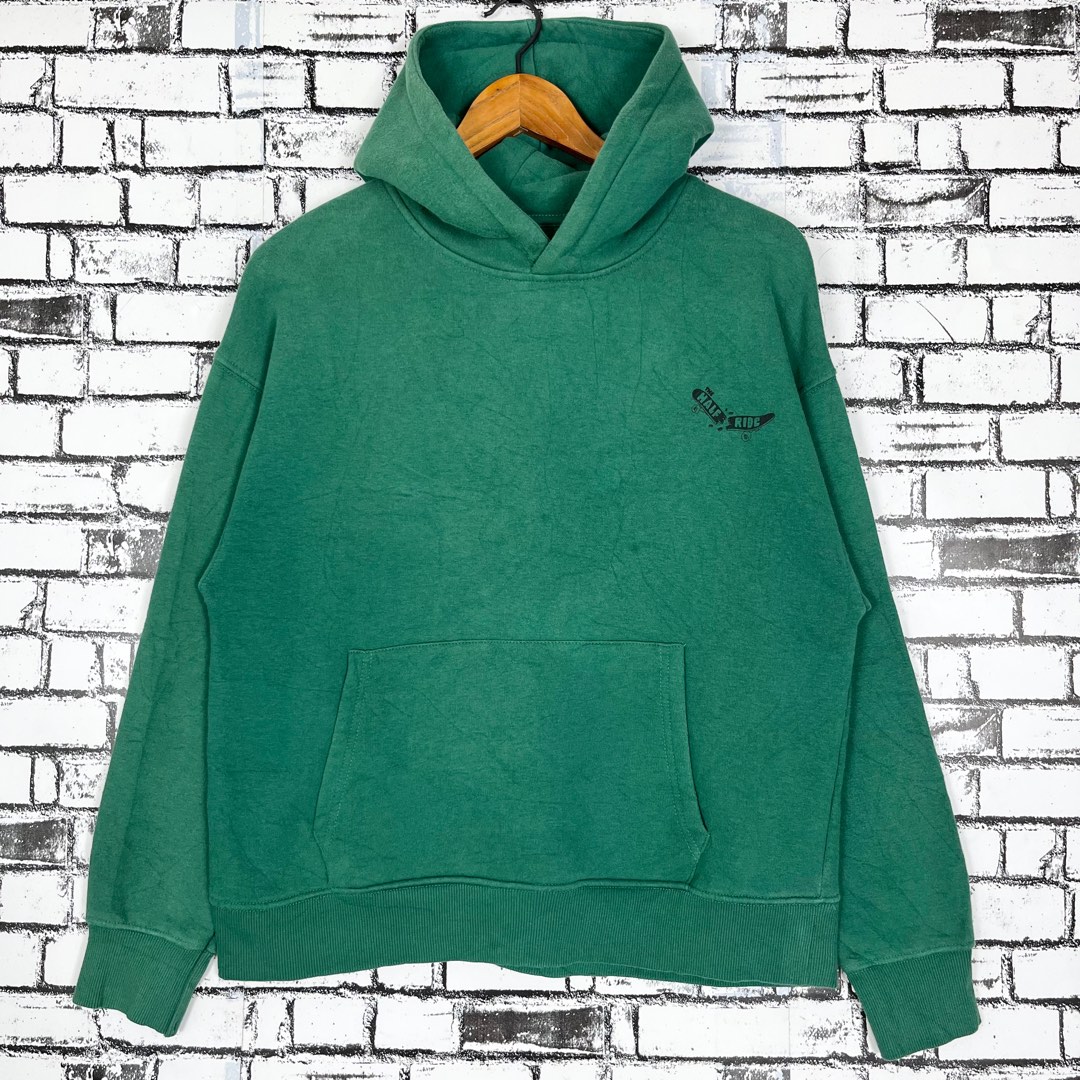 Unisex Zara Skaters The Half Ride Plain Pocket Hoodie Green Size Medium