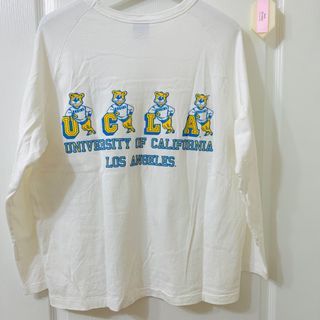 日本製 United arrows 熊標 UCLA 大學 寬版 鬆身 美式 校隊 白色 棉質 鬆身 T恤 LA 球衣 吉祥物