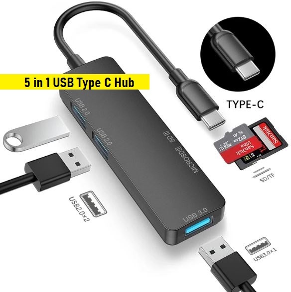 USB C Type C | 3 Port USB Splitter HUB +SD TF Micro SD MicroSD Card ...