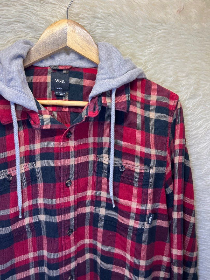 Vans flannel Hoodie Vans off the wall longsleeves red checkered