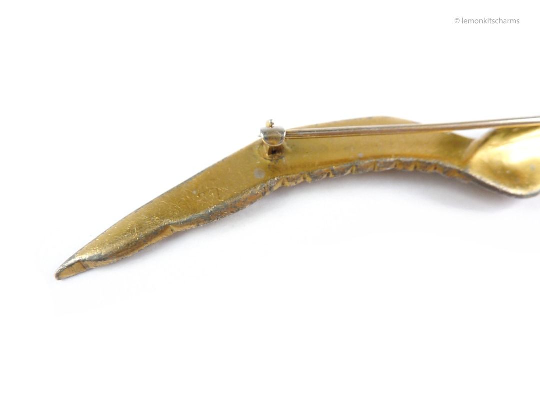 Vintage 1920s 1930s Art Deco Seagull Long Bird Brooch, bh751-ec, Women