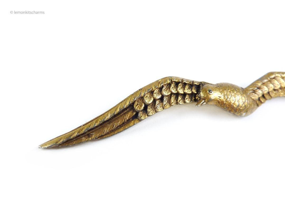 Vintage 1920s 1930s Art Deco Seagull Long Bird Brooch, bh751-ec, Women