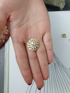 Vintage high grade Akoya and mother of pearl pin