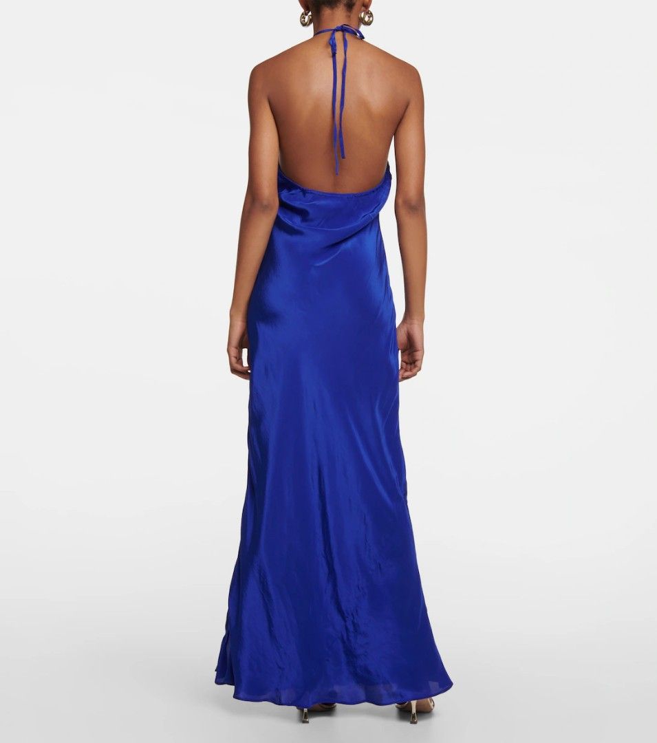 Vintage Royal Blue Banana Republic Silk Maxi dress y2k , Women's Fashion,  Dresses & Sets, Evening dresses & gowns on Carousell