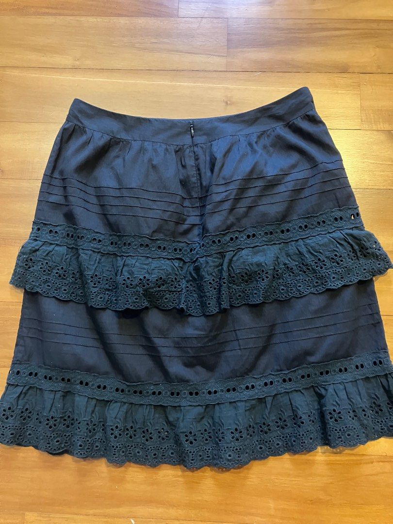 Black lace tiered skirt sales