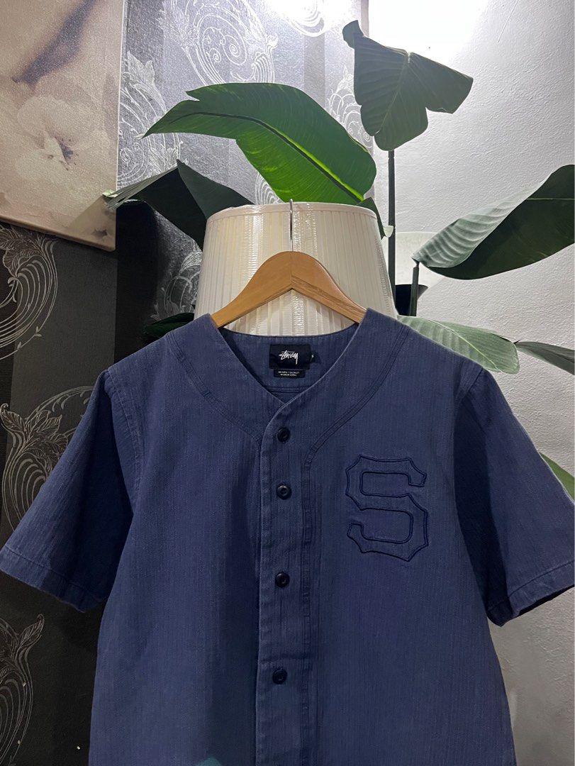 Supreme Patches Denim Baseball Jersey Black