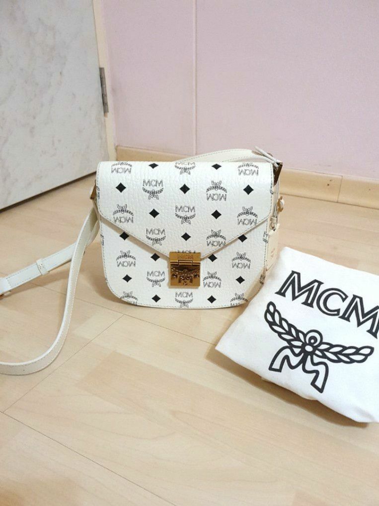 White mcm bag new arrivals with patches