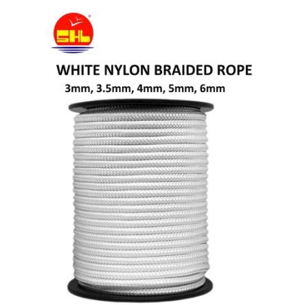 White Nylon Braided Rope / Camping Rope / Flag Rope / Multi Purpose 3mm 4mm  5mm 6mm SOL2798, Sports Equipment, Hiking & Camping on Carousell