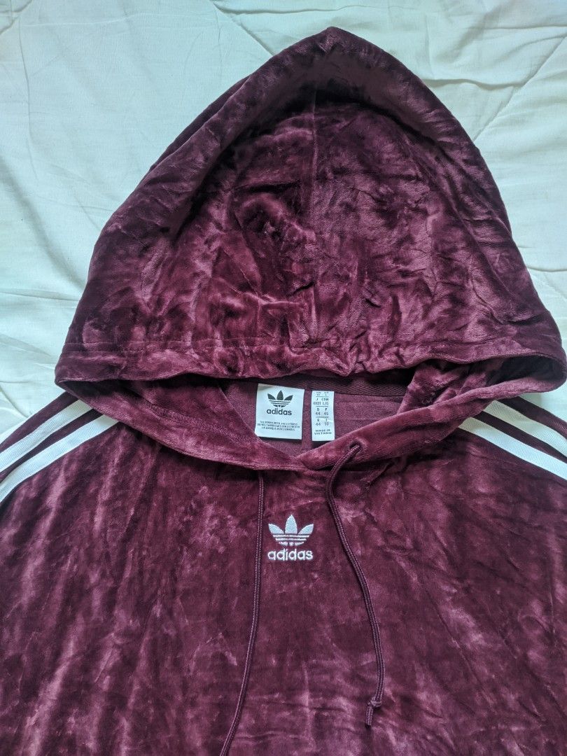 Adidas cropped hoodie velvet sales