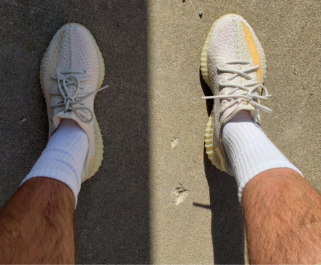 yeezy 350 v2 cream on feet