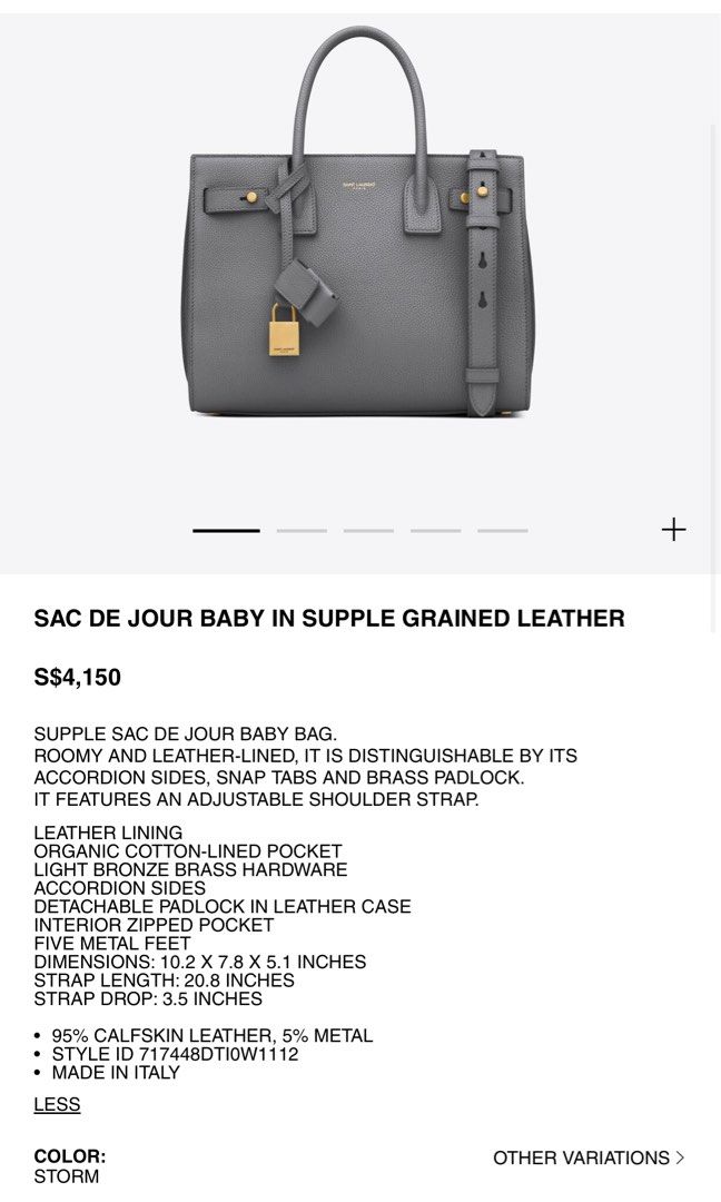 Yves Saint Laurent, Bags, Ysl Baby Sac De Jour Supple Grained Supple  Leather Dark Tancanyon