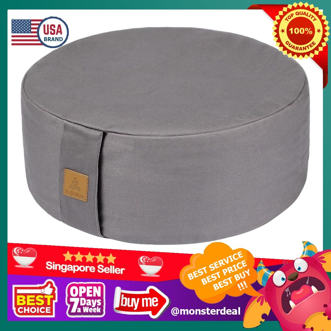 Zafu Buckwheat Meditation Cushion D 13 16 H 5