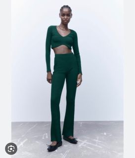 Zara Emerald Green Side Stripe Work Pants