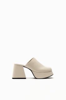 ZARA Stylish Trendy Block Heel Platform Clogs Shoes (Beige Nude) - Size EU 41