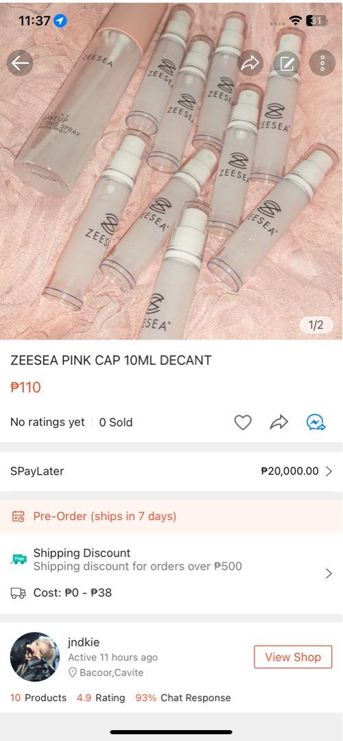 Zeesea Pink Cap Setting Spray Decant 10ML (Category: Makeup) located in Cavite. Submitted by shopthenrock (Listing ID 1246525748, Image 3). Description: .
