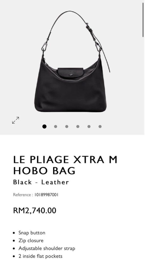 Le Pliage Xtra M Hobo bag Black - Leather (10189987001)