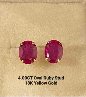 4.00 CT Oval Ruby Earrings