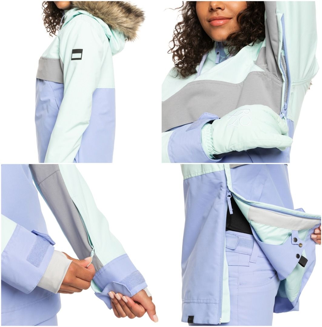 全新 Roxy shelter anorak Jacket 帽毛可拆 防水/透氣 snowboard ski 滑雪, 運動產品, 其他運動配件