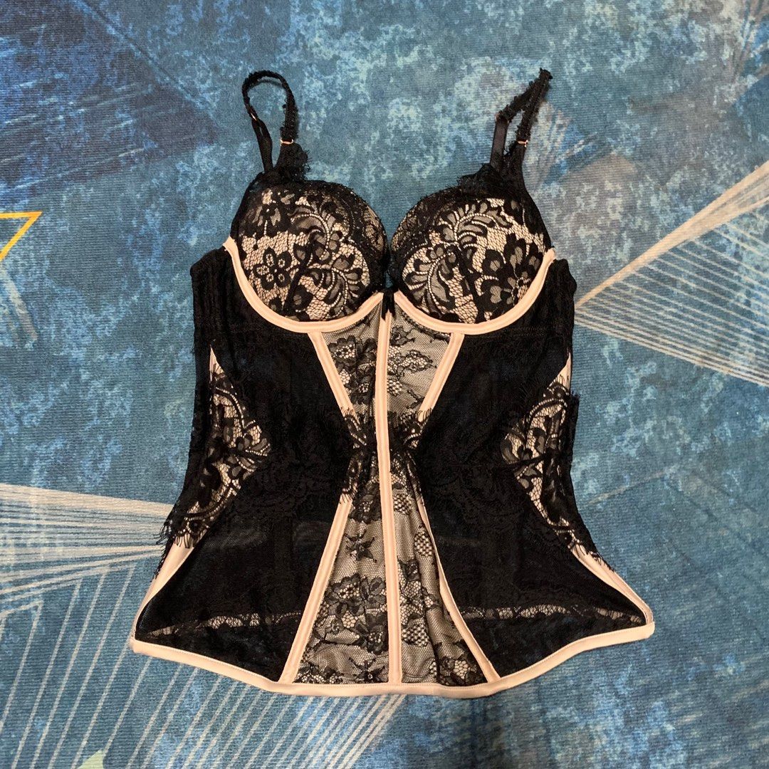 Ann summers black lace bustier corset basque on Carousell