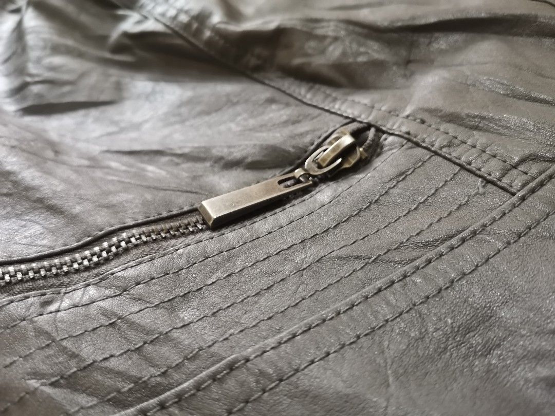 Apt. 9 Leather Jacket (Gray), Women'S Fashion, Coats, Jackets And Outerwear  On Carousell