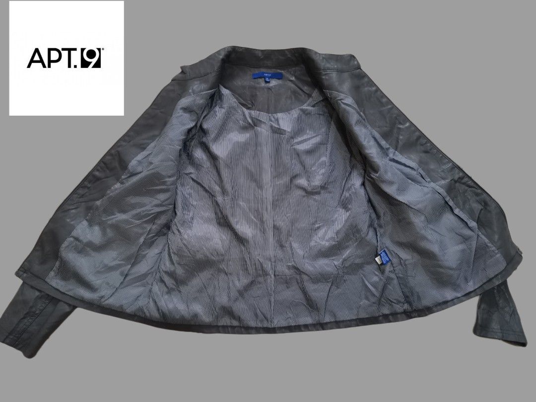 Apt. 9 Leather Jacket (Gray), Women'S Fashion, Coats, Jackets And Outerwear  On Carousell