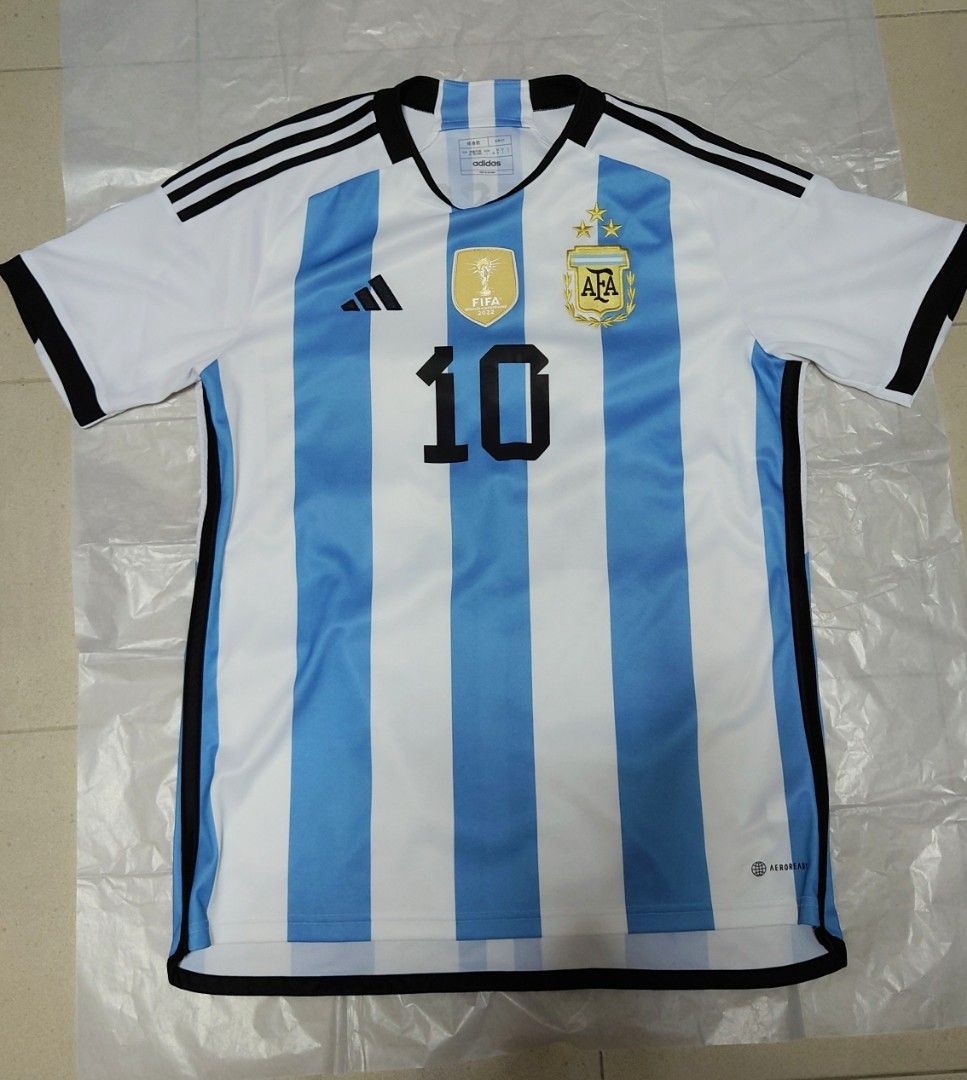 Argentina Adult 22 Winners 3-Star Home Jersey with Messi 10