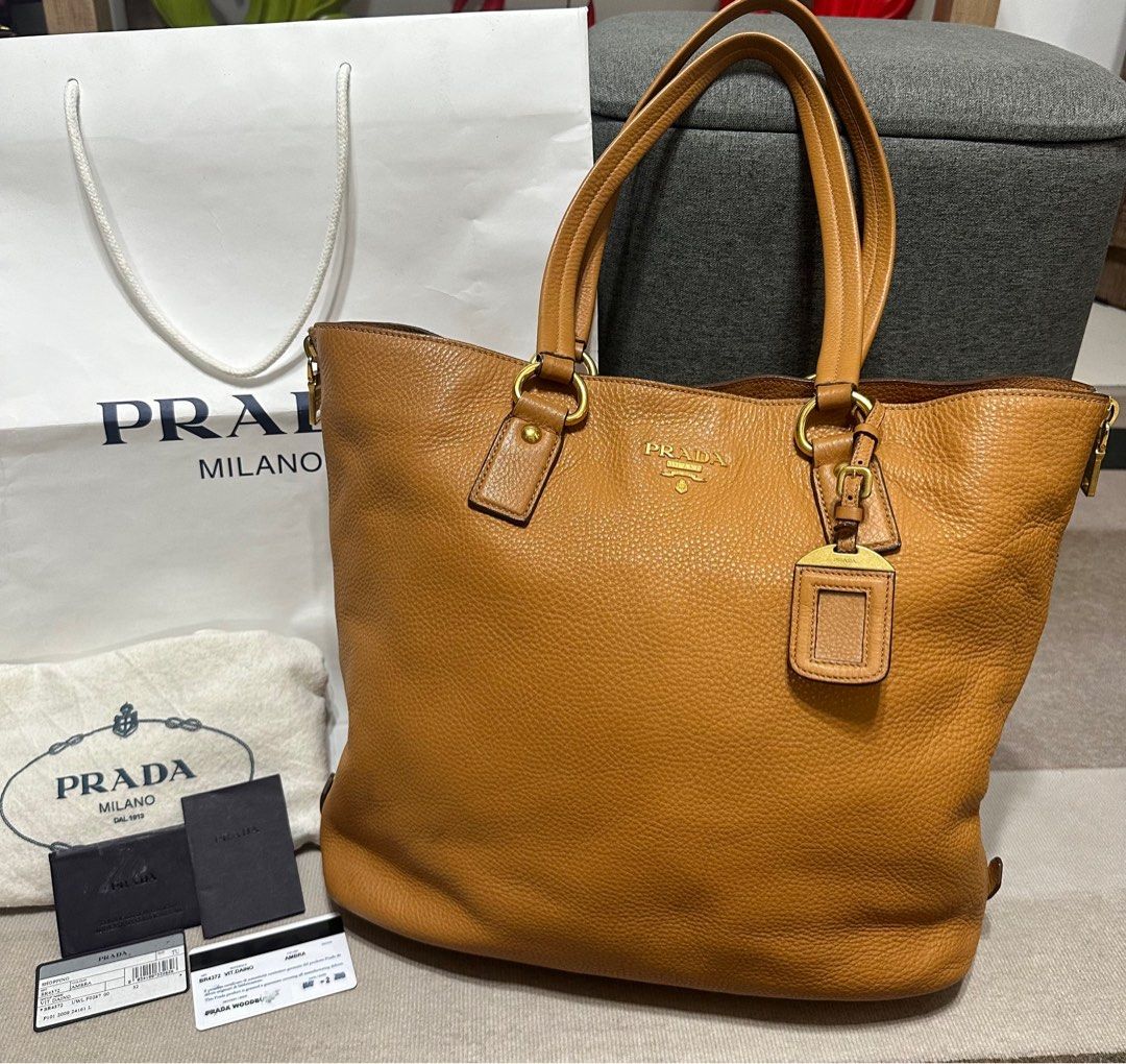 Prada leather Tote Bag, Luxury, Bags & Wallets on Carousell