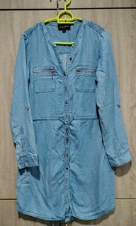 Blouse Top Denim with Buttons & Ribbon