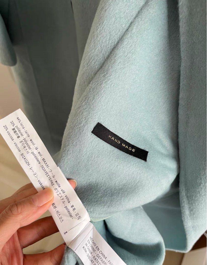 Light blue wool coat zara on sale