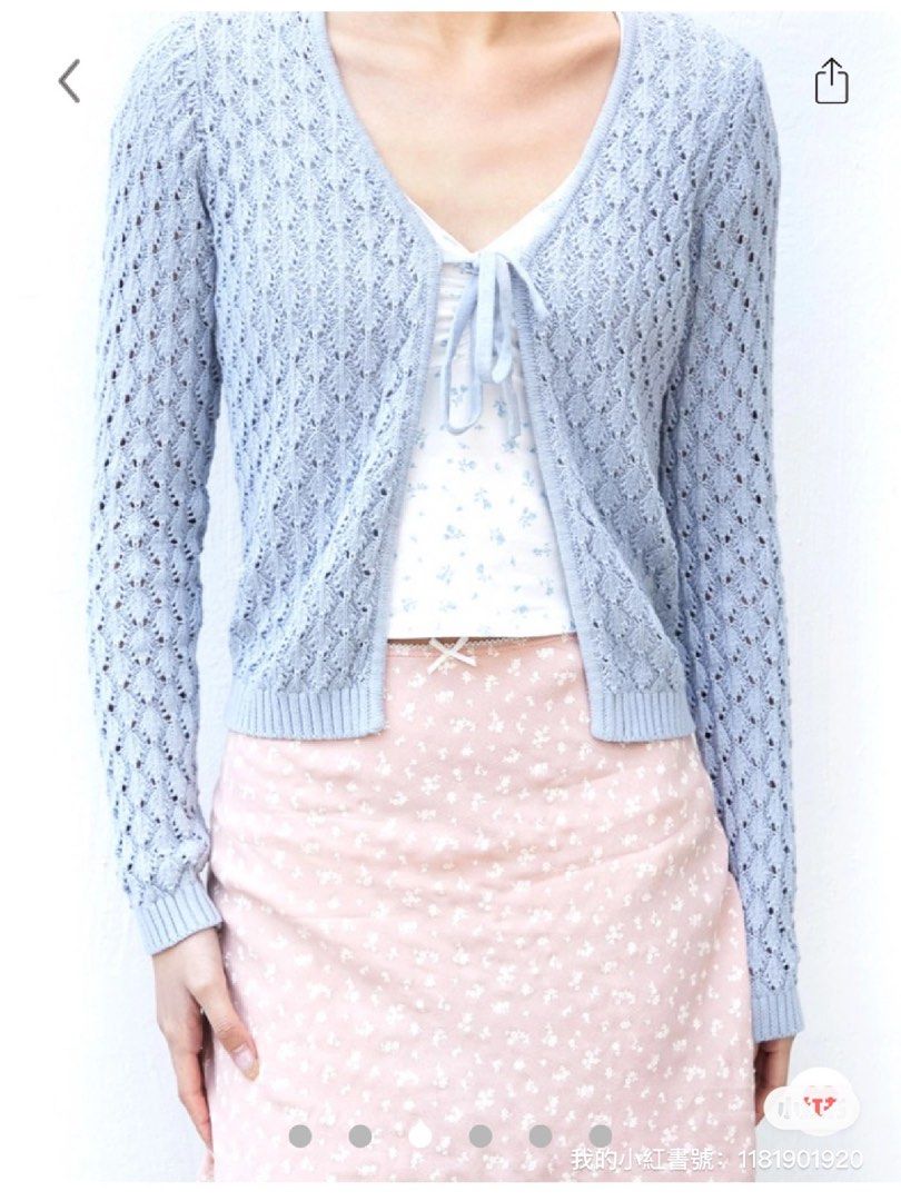 Brandy Melville Greta Eyelet Tie Front Cardigan Sweater Top OS