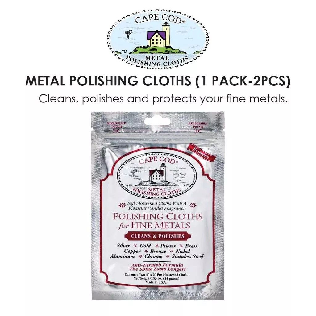 Cape Cod Polishing Cloths for Fine Metals | Jewelry Cleaner and Tarnish  Remover | Silver Polishing to a Brilliant Shine | Foil Pack of (2) 4x6  Cloths