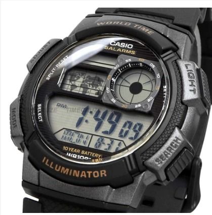 Casio AE 1000 World Time Illuminator Black Digital Sports Men