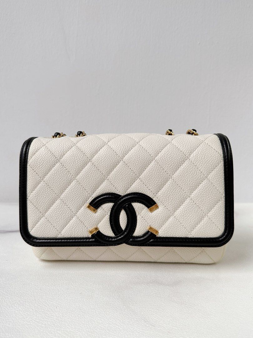 White and discount black chanel bag