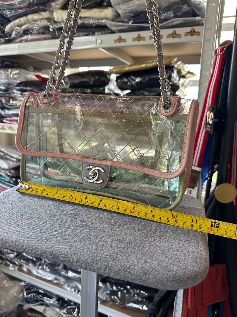 Chanel Flap Bag Transparent PVC/Lambskin Silver-tone Blue/Green/Pink,  Women's Fashion, Bags & Wallets, Purses & Pouches on Carousell