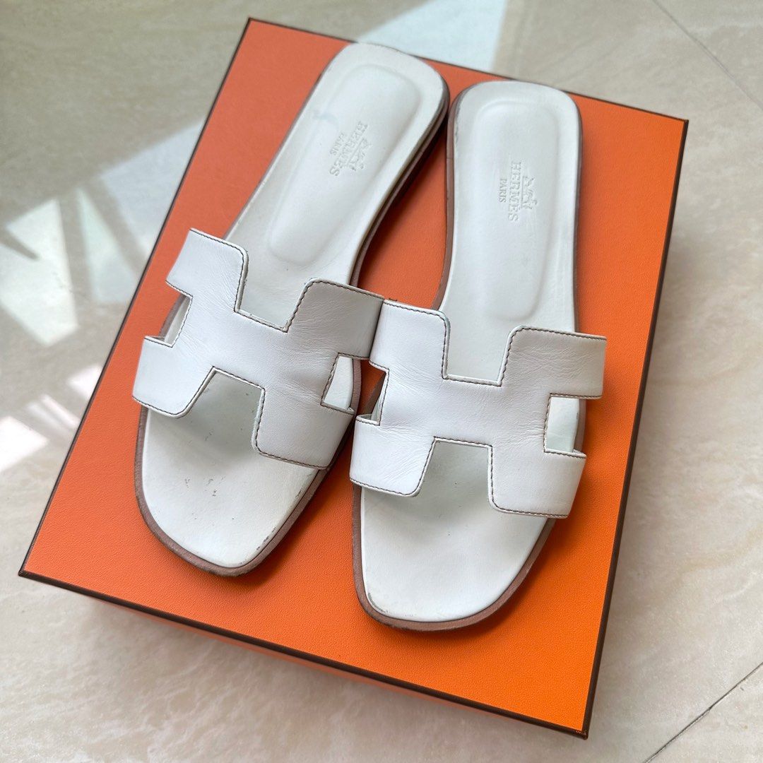 Hermes white h sandals clearance