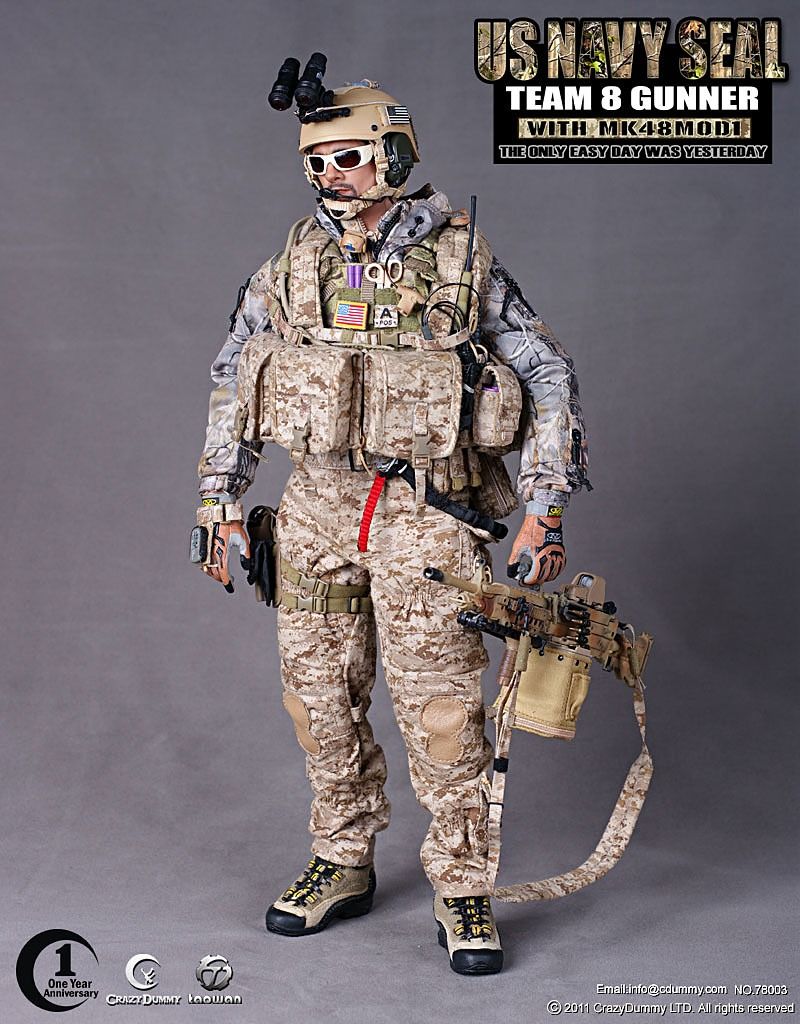 Crazy Dummy US Navy SEAL Team 8 Gunner MK48 MOD1 1/6 Figure