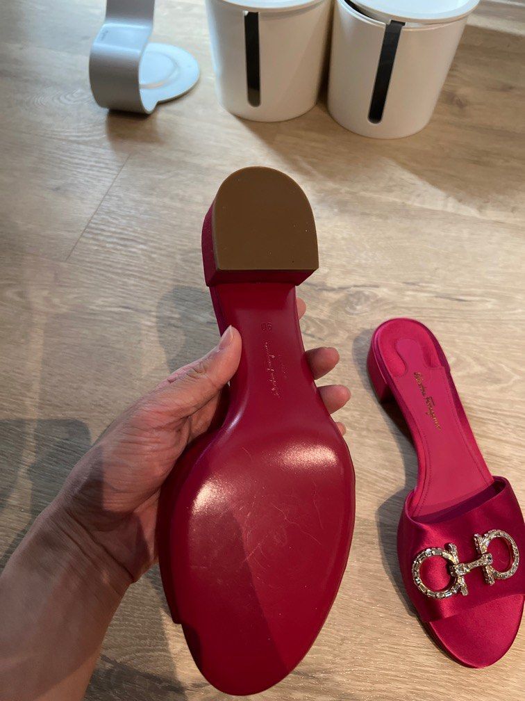 Salvatore ferragamo gancini satin sandal sale