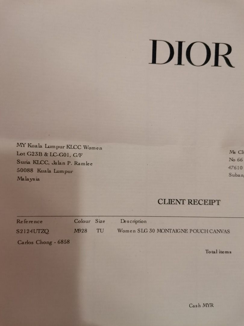 Facture dior on sale b23