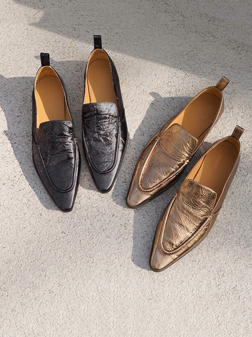 Leather pointed clearance loafers