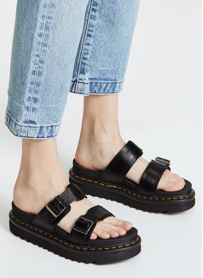 Myles brando leather buckle slide sandals on sale