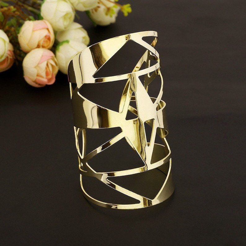 Elegant Gold Long Arm Cuff Bracelet Women s Fashion Jewelry on