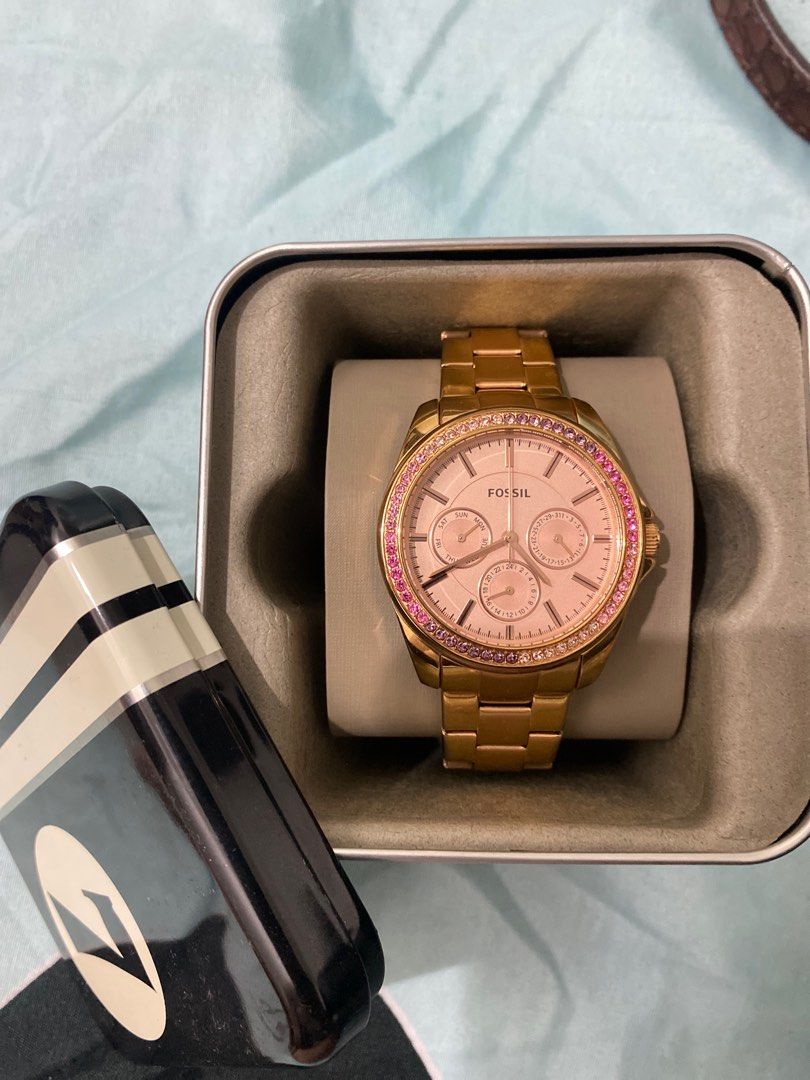 Fossil riley watch cheap rose gold